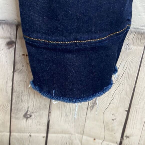 7 for all Mankind Jen 7 Ankle Skinny Dark Wash Frayed Hem Jeans size 10 - Picture 2 of 7